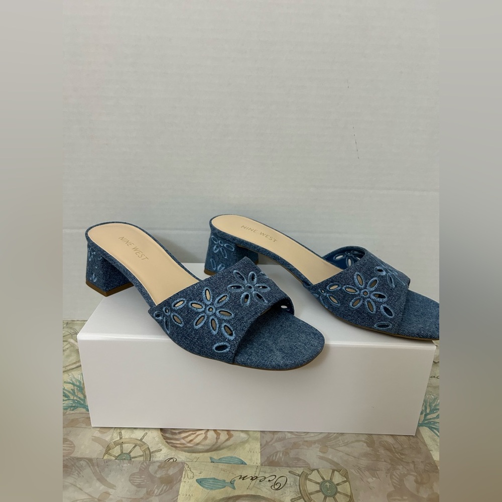 Nine West Lidey Eyelet Slide Sandals, 9